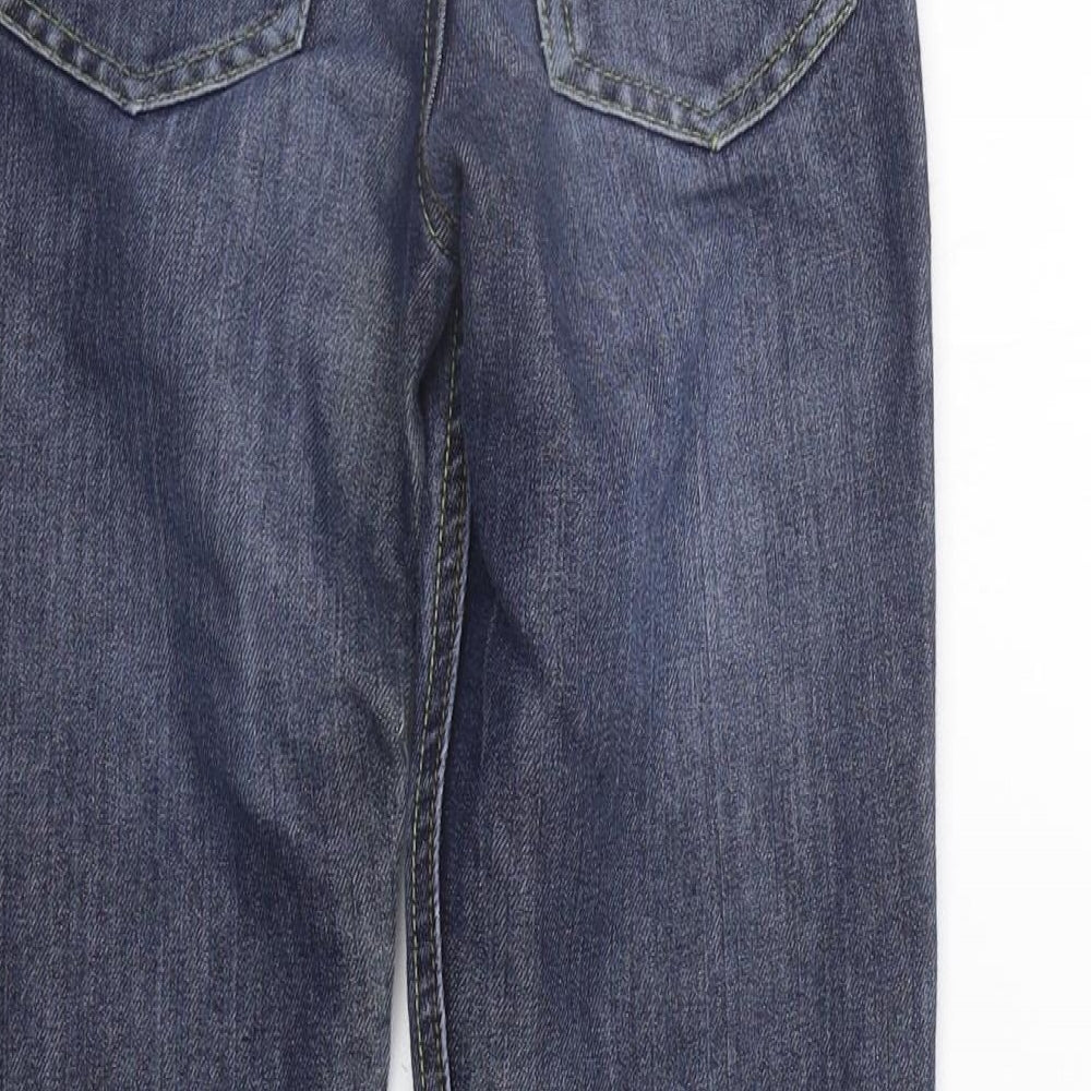 Brand and care label for Denim & Co. girls’ blue straight jeans, size 9-10, years
