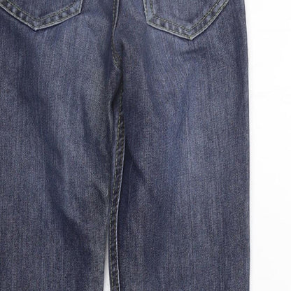 Brand and care label for Denim & Co. girls’ blue straight jeans, size 9-10, years
