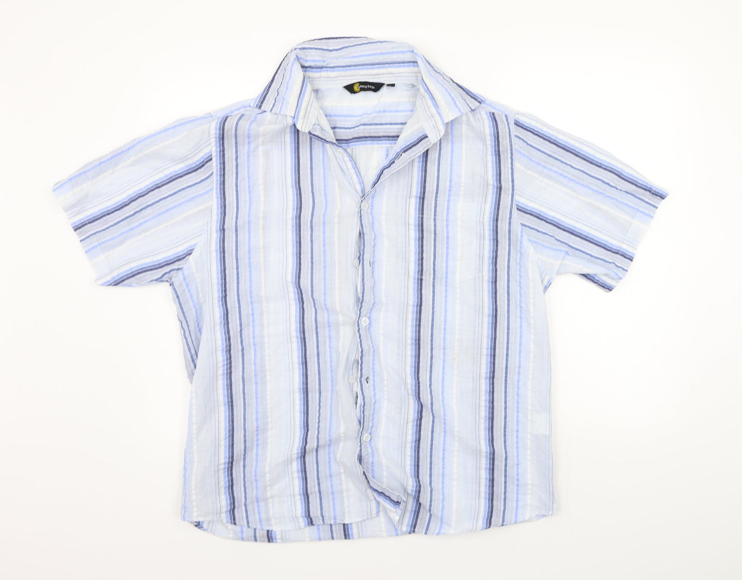 Cutting Edge Mens Blue Striped   Button-Up Size L