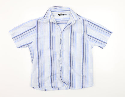 Cutting Edge Mens Blue Striped   Button-Up Size L