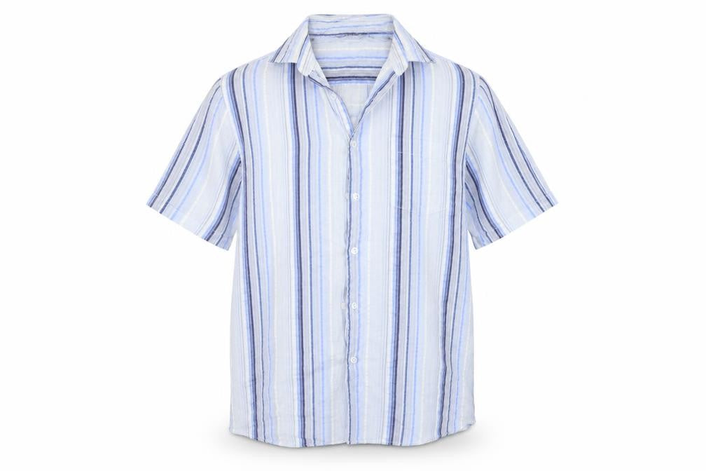 Cutting Edge Mens Blue Striped   Button-Up Size L