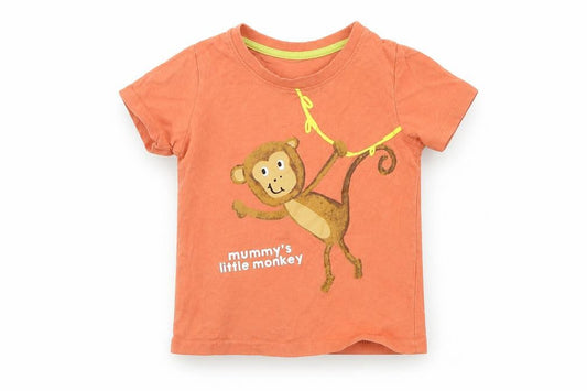 Front view of Primark girls’ orange basic t-shirt, size 18-24, months - monkey
