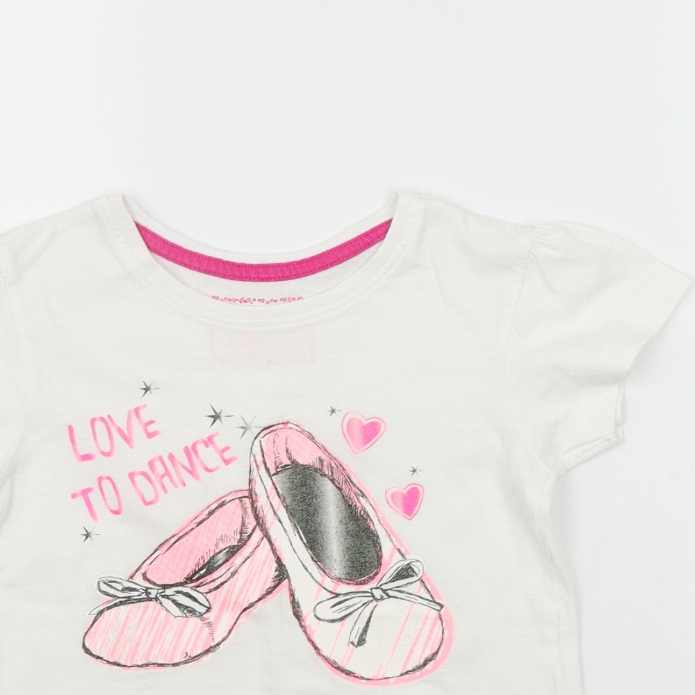Young Dimension Girls White   Basic T-Shirt Size 6-7 Years