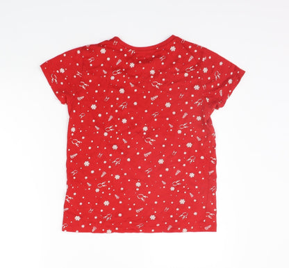 Primark Womens Red Geometric  Basic T-Shirt Size 8