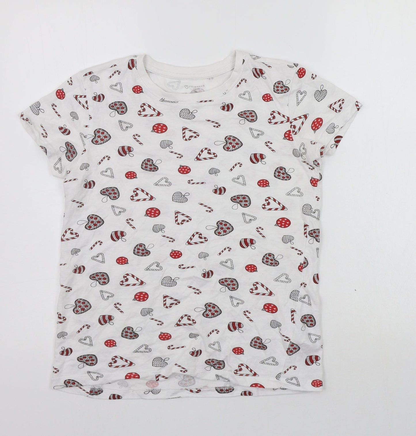 Primark Womens White Geometric  Top Pyjama Top Size 6