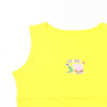 Close-up detail of George girls’ yellow basic tank, size 5-6, years