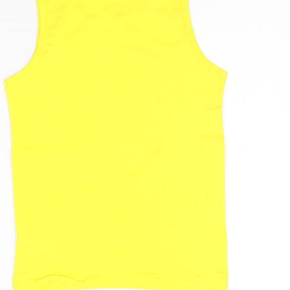 Brand and care label for George girls’ yellow basic tank, size 5-6, years