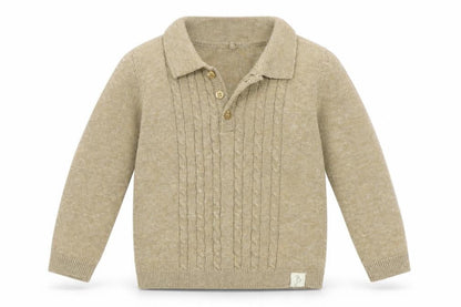Front view of billie girls’ beige basic t-shirt, size 9-12, months