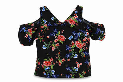 Peacocks Womens Black Floral  Basic Blouse Size 14  - Flowers