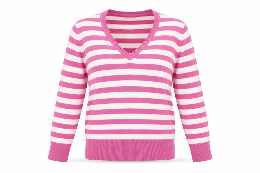 Bonmarché Womens Pink Striped Pullover Jumper Size S