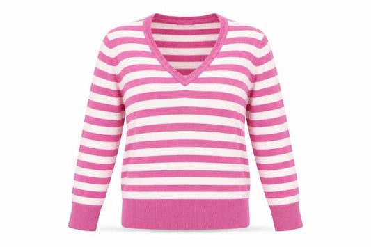 Bonmarché Womens Pink Striped Pullover Jumper Size S