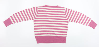 Bonmarché Womens Pink Striped Pullover Jumper Size S