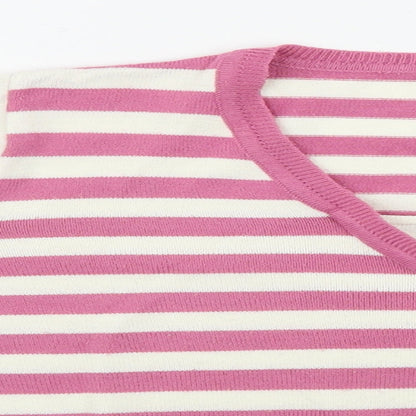 Bonmarché Womens Pink Striped Pullover Jumper Size S