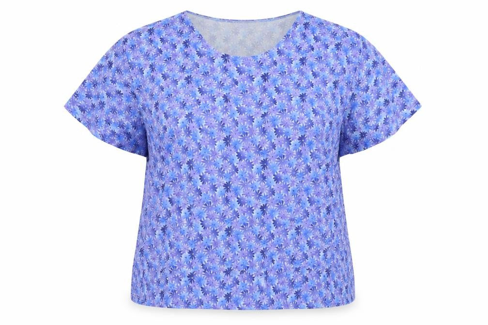 CANDA   Womens Blue Floral  Basic Blouse Size XL
