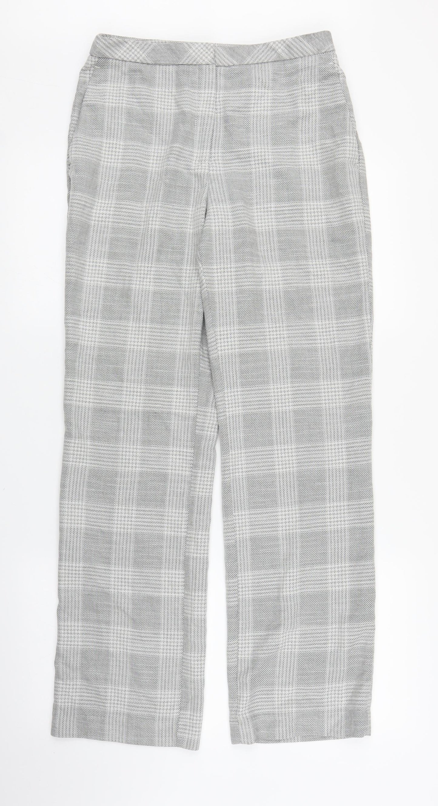 H&M Womens Grey Plaid  Trousers  Size 10 L28 in