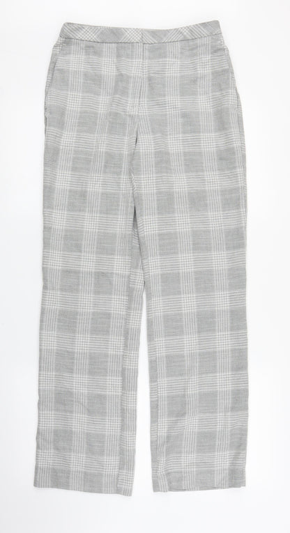 H&M Womens Grey Plaid  Trousers  Size 10 L28 in