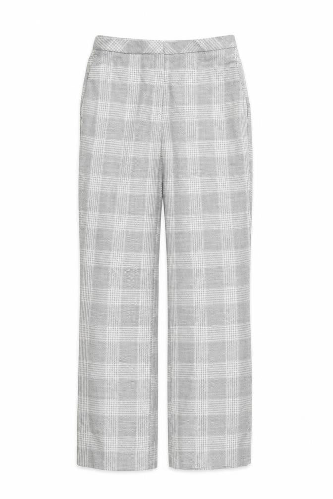 H&M Womens Grey Plaid  Trousers  Size 10 L28 in