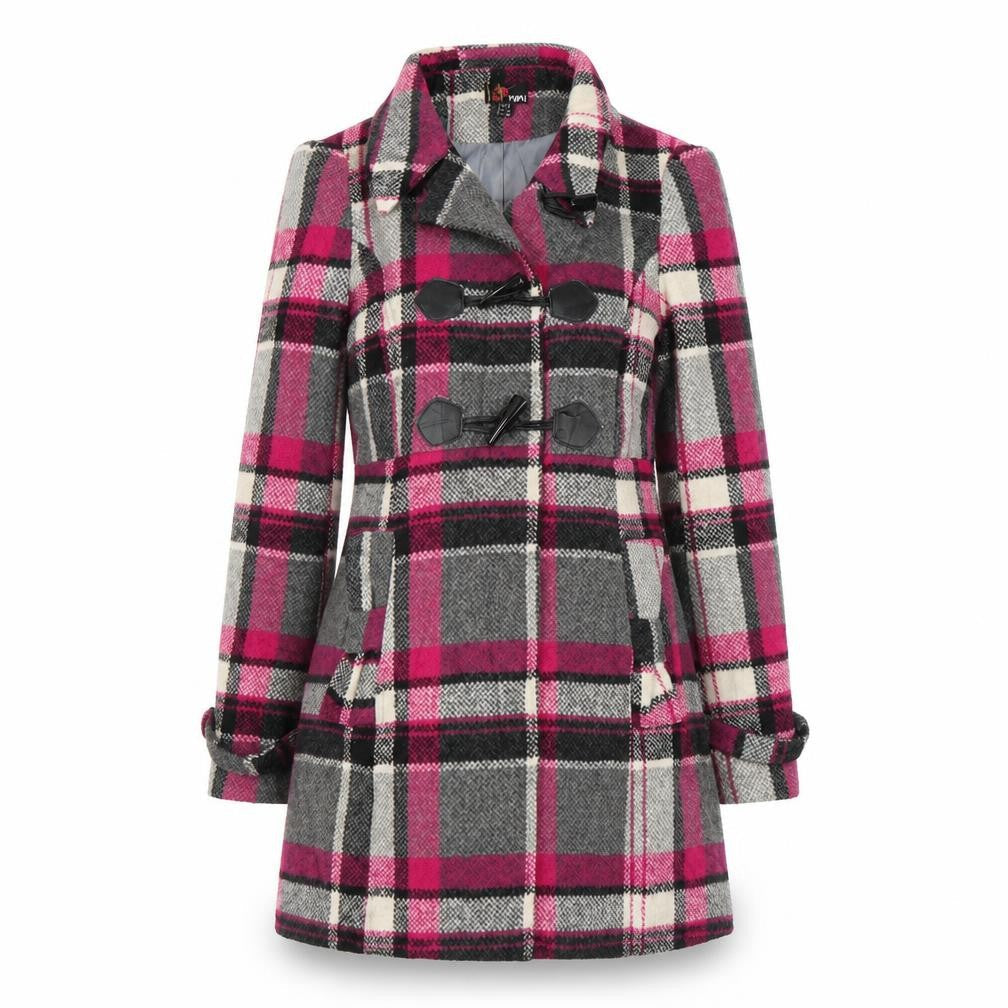 Yumi Womens Purple Plaid  Overcoat Coat Size 8