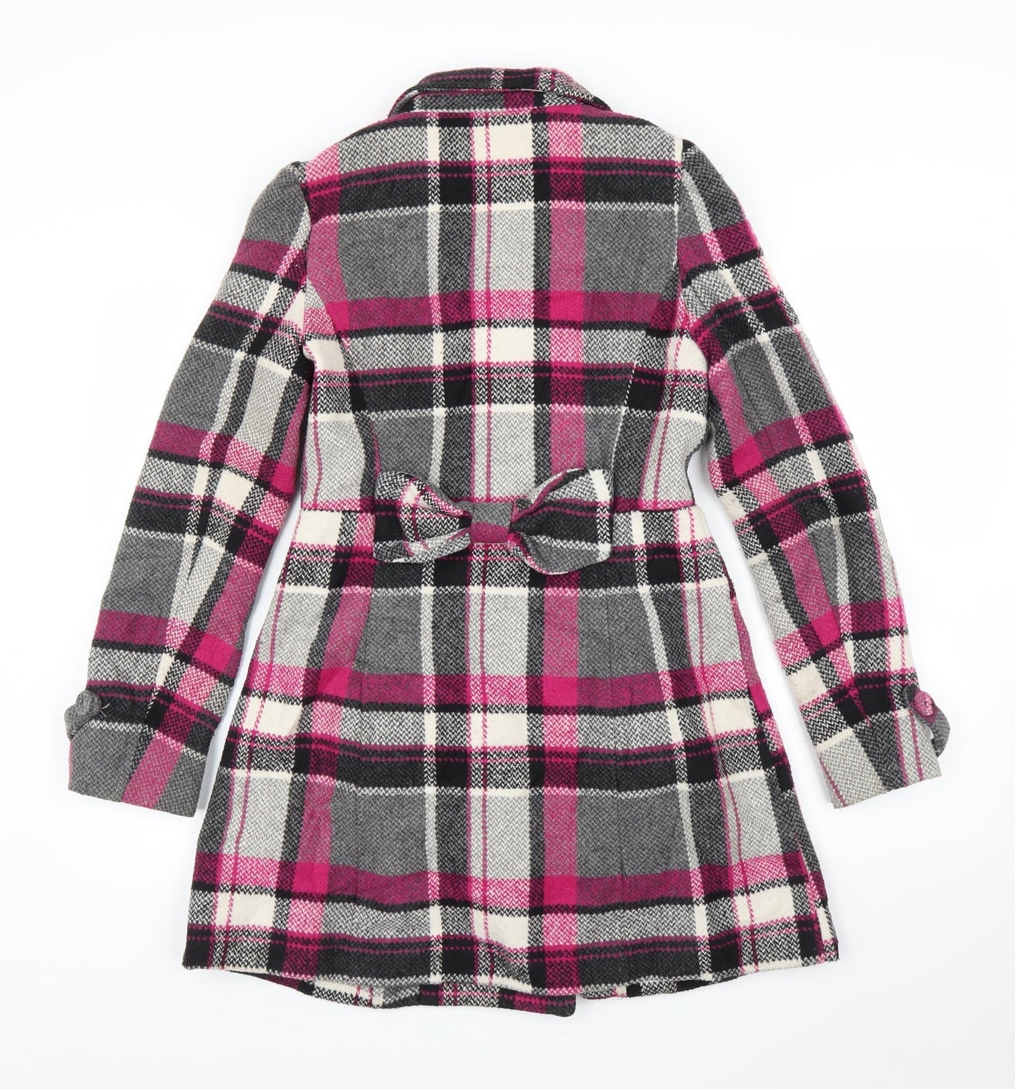 Yumi Womens Purple Plaid  Overcoat Coat Size 8