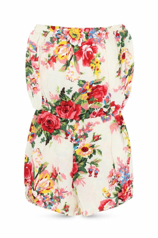 Glamorous Womens Ivory Floral  Romper One-Piece Size 10