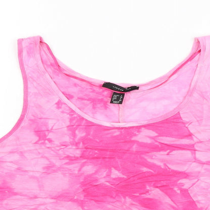 Close-up detail of Atmosphere women’s pink cropped tank, size UK 8
