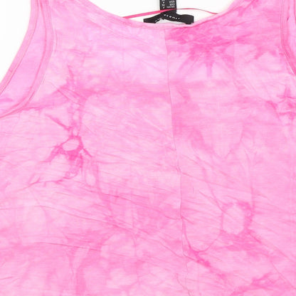 Brand and care label for Atmosphere women’s pink cropped tank, size UK 8