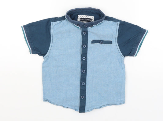 Prince Charming Baby Blue   Basic Button-Up Size 18-24 Months