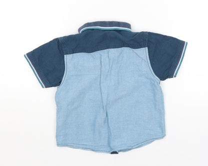 Back view of Prince Charming Baby Blue Basic Button-Up, size 18-24, Months