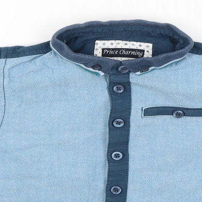 Close-up detail of Prince Charming Baby Blue Basic Button-Up, size 18-24, Months