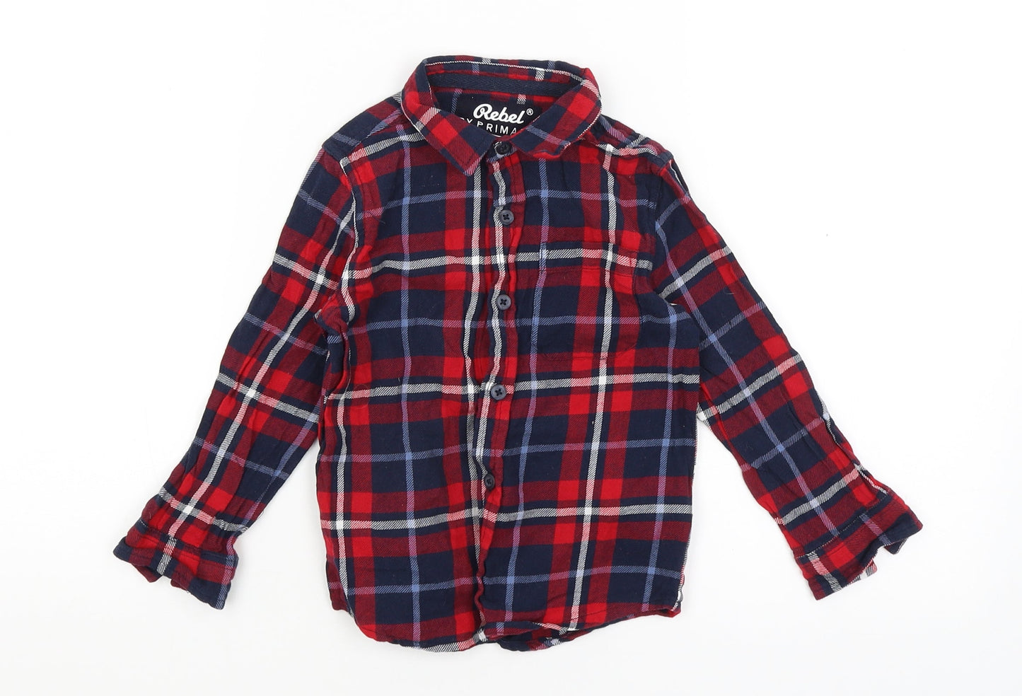 Rebel Boys Red Plaid  Basic Button-Up Size 3-4 Years