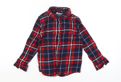 Additional front view of Rebel boys’ red plaid basic button-up, size 3-4, years