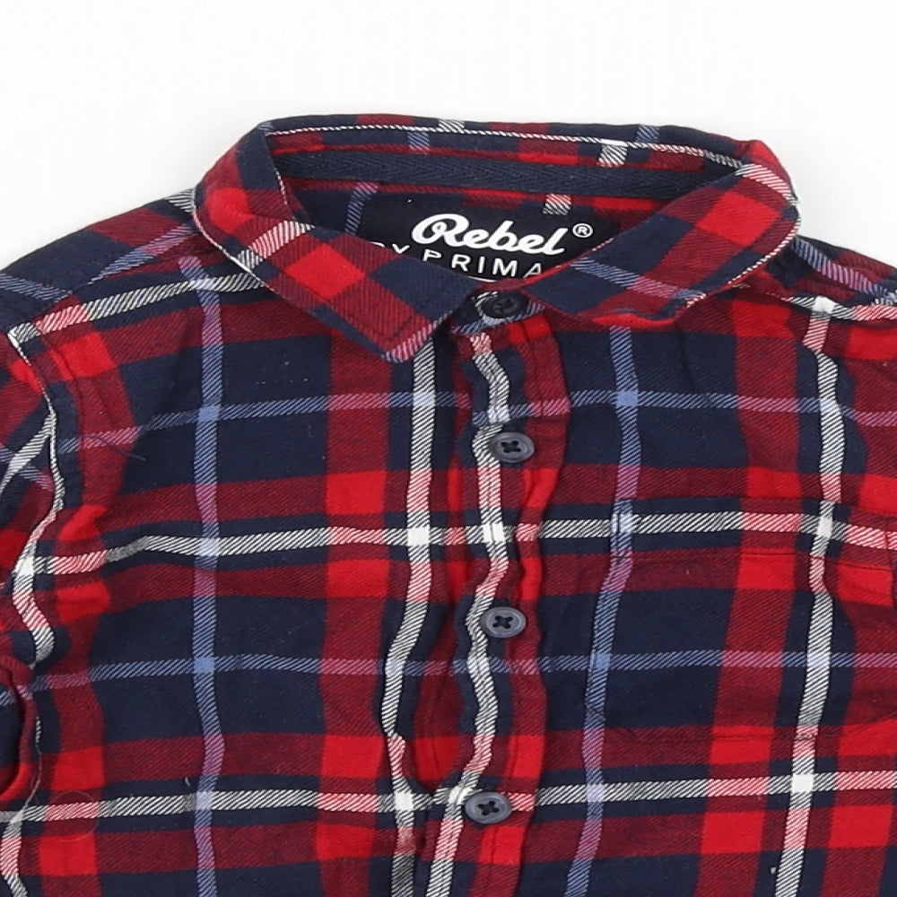 Rebel Boys Red Plaid  Basic Button-Up Size 3-4 Years