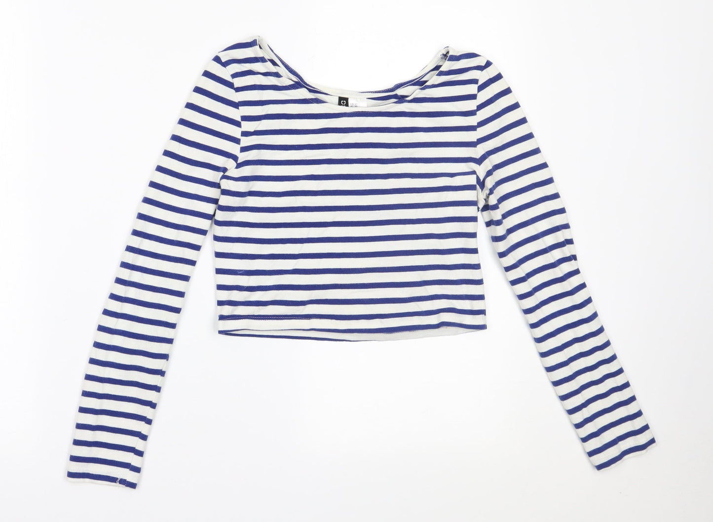 H&M Womens White Striped  Cropped Blouse Size XS