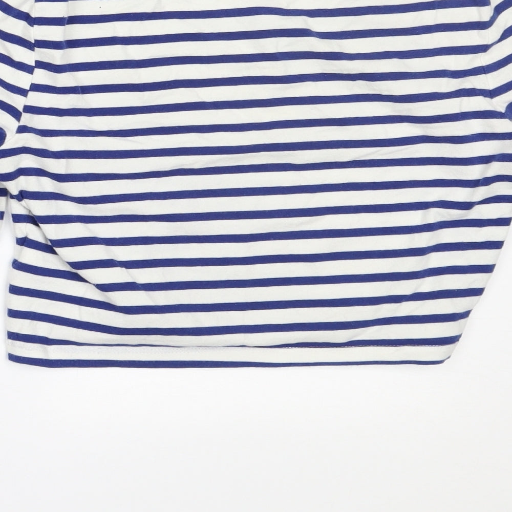 H&M Womens White Striped  Cropped Blouse Size XS