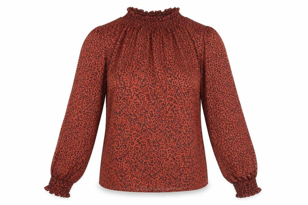 George Womens Orange Animal Print  Basic Blouse Size 8