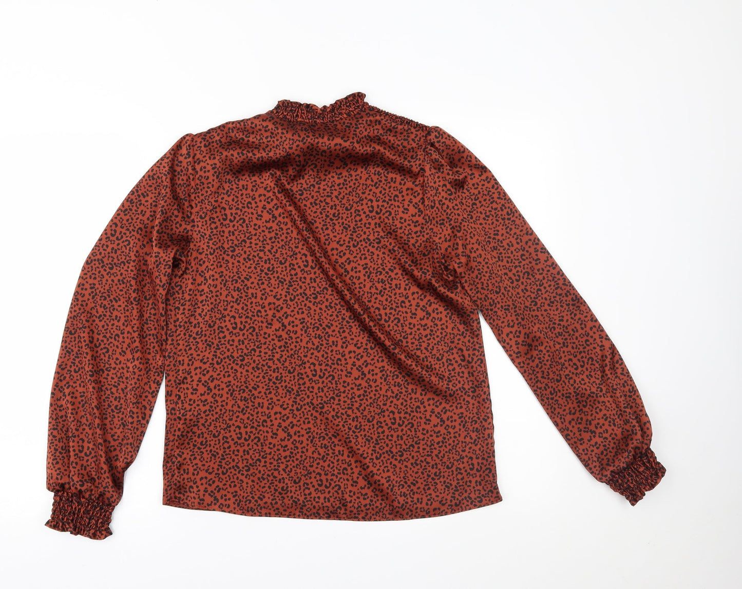 George Womens Orange Animal Print  Basic Blouse Size 8