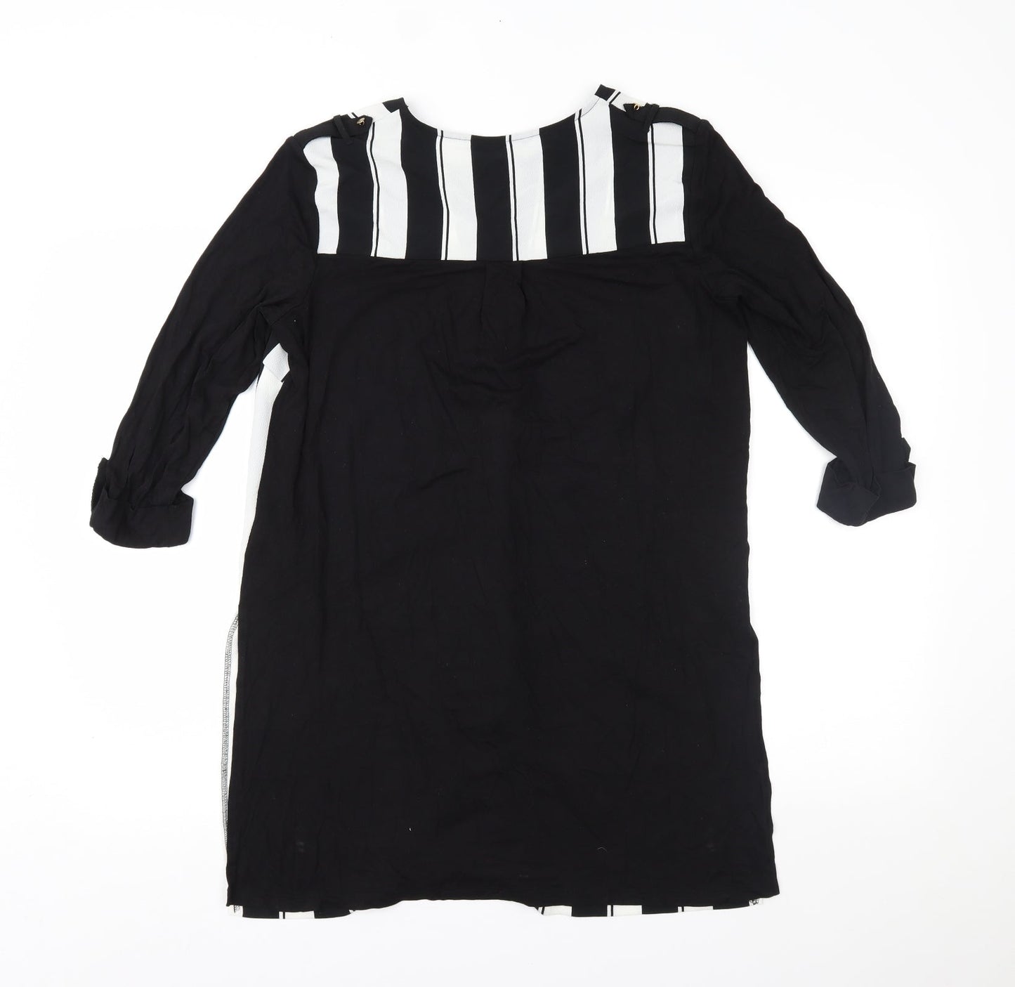 Marks and Spencer Womens Black Striped  Basic Button-Up Size 10