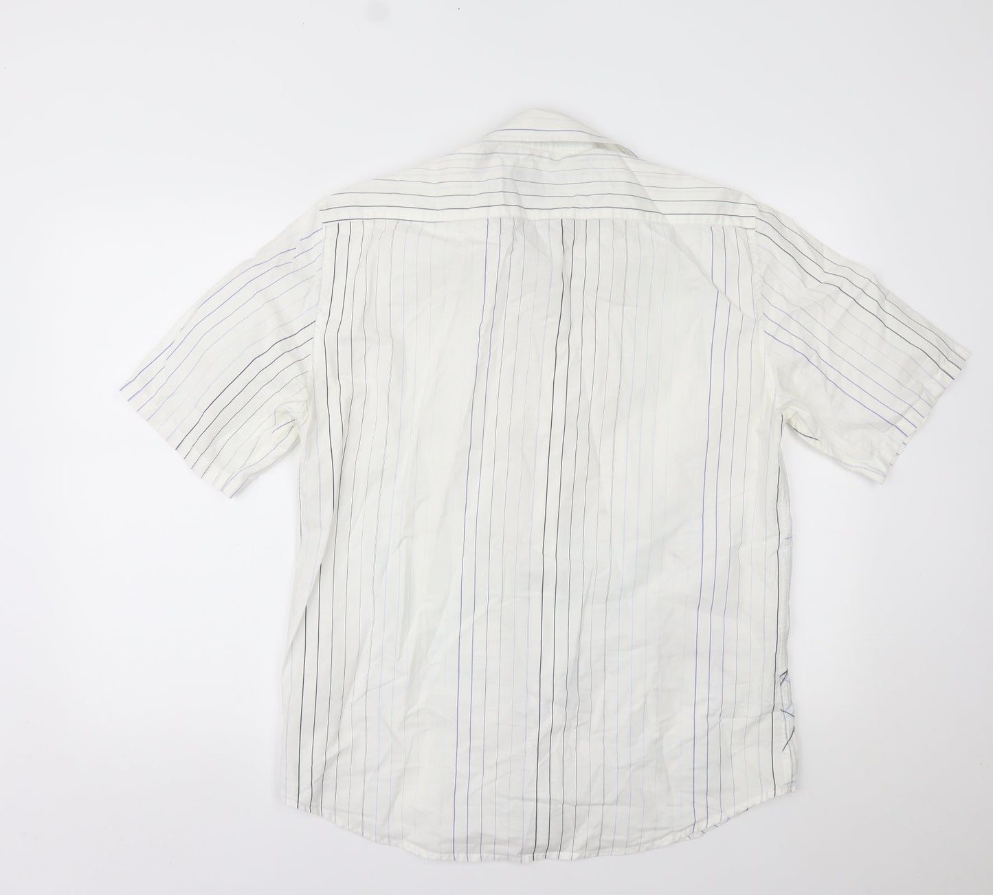 NEXT Mens White Striped   Button-Up Size L
