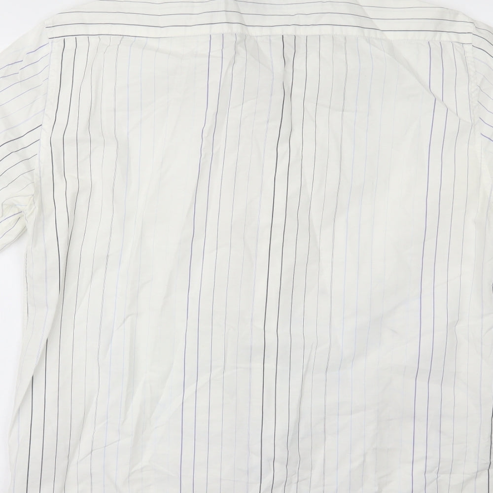NEXT Mens White Striped   Button-Up Size L