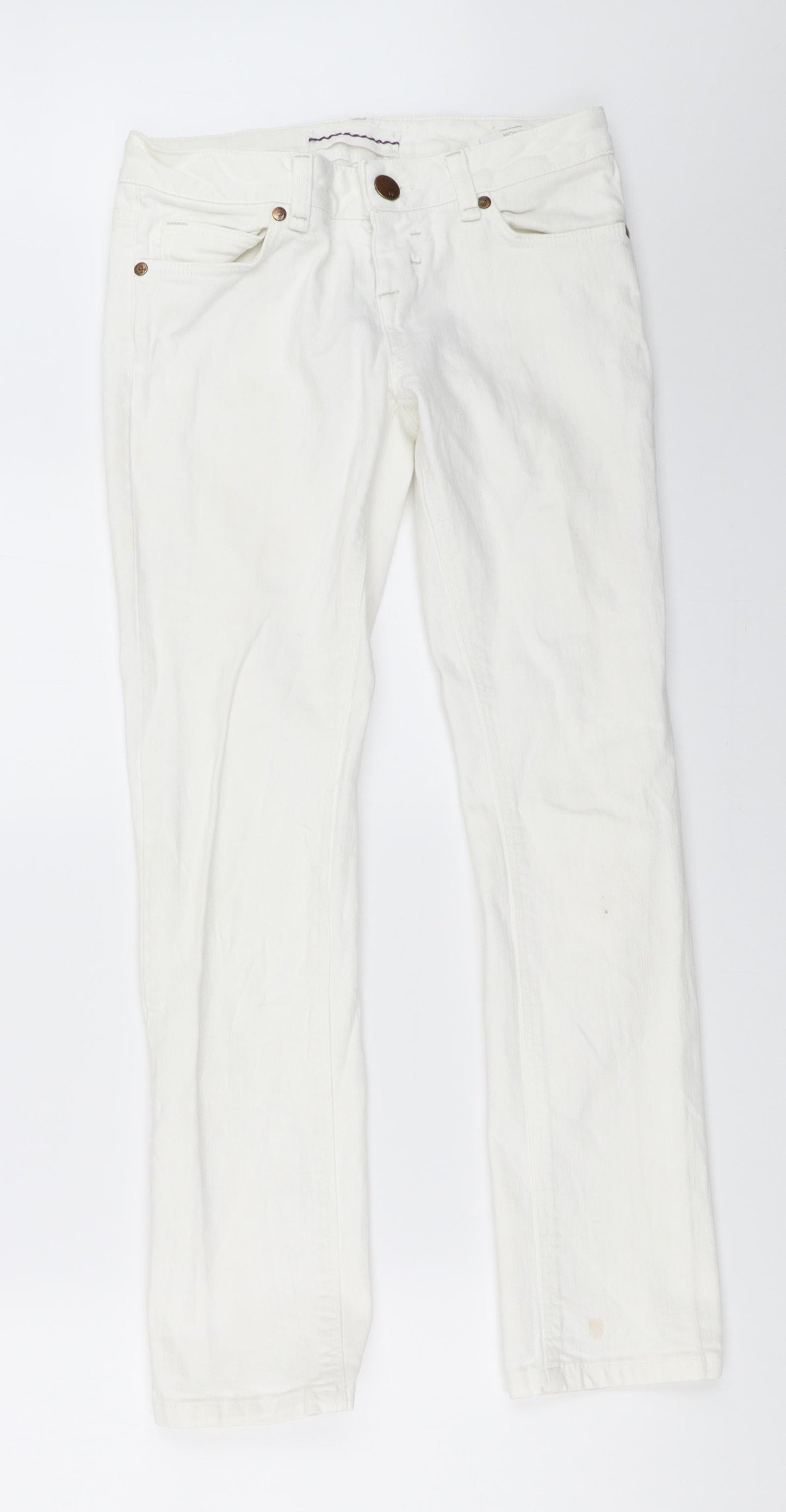 Topshop Womens White  Denim Straight Jeans Size 26 in L29 in