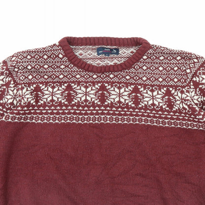 Close-up detail of Easy men’s red jumper, size L
