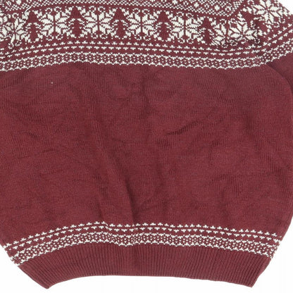 Brand and care label for Easy men’s red jumper, size L