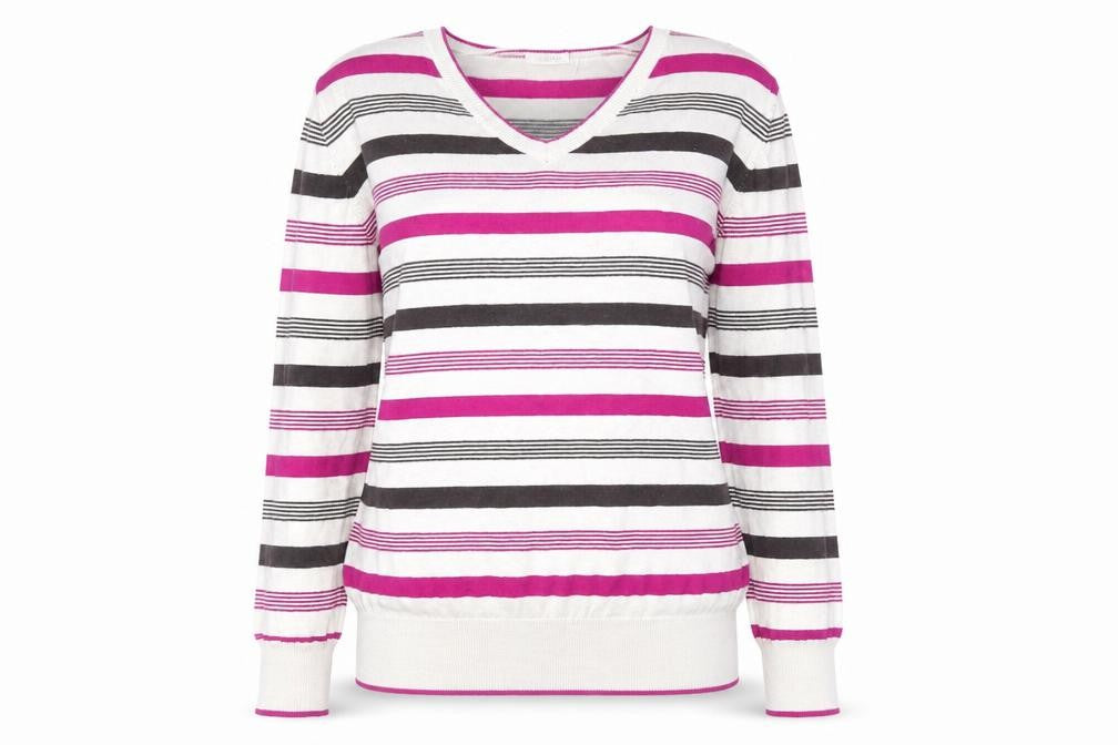 SOFT GREY Womens Beige Striped  Pullover Jumper Size XL