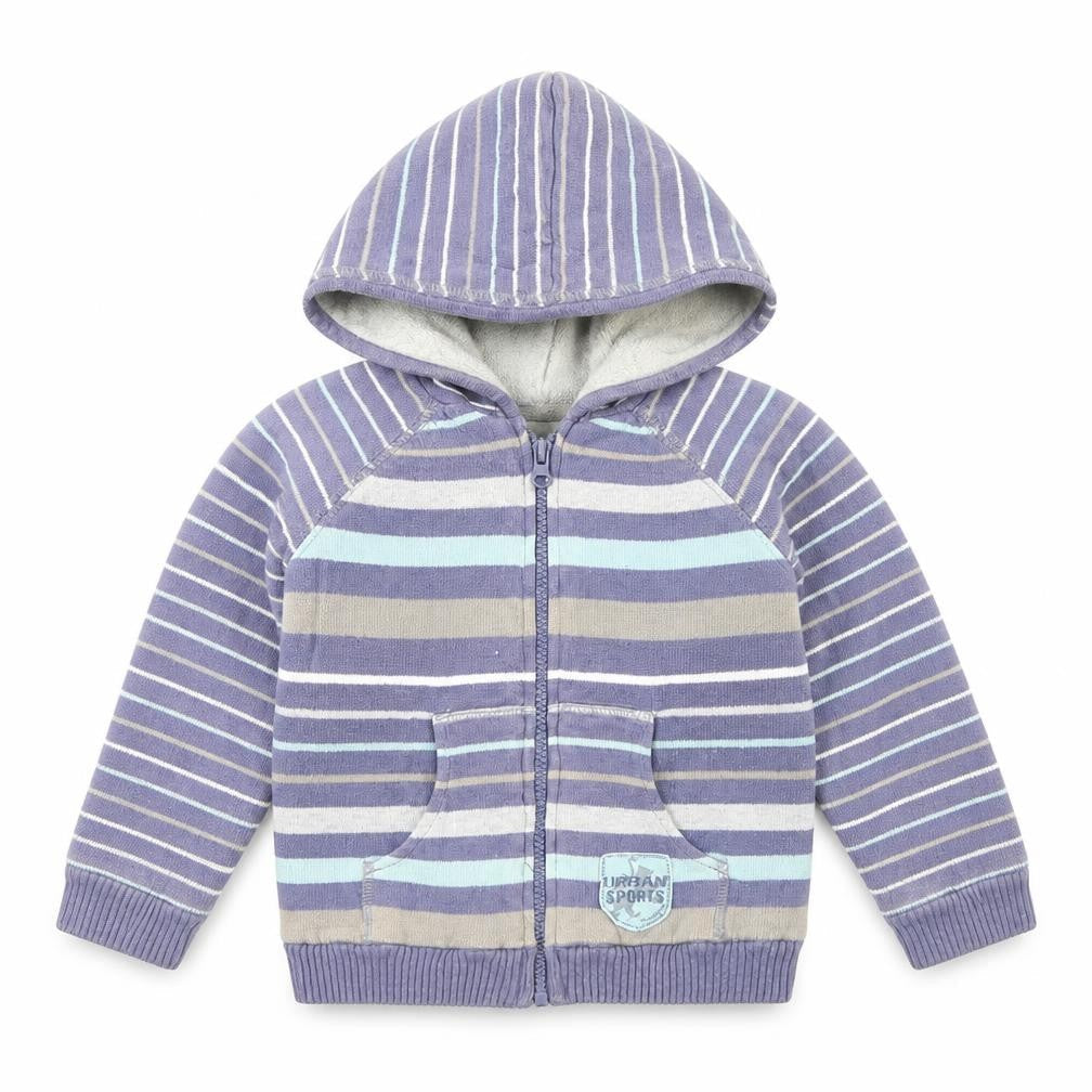 Preworn Boys Blue Striped  Jacket  Size 24 Months