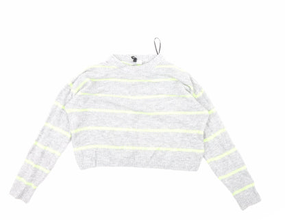 Divided Womens Grey Striped  Pullover Jumper Size S