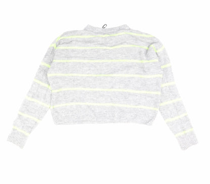 Divided Womens Grey Striped  Pullover Jumper Size S