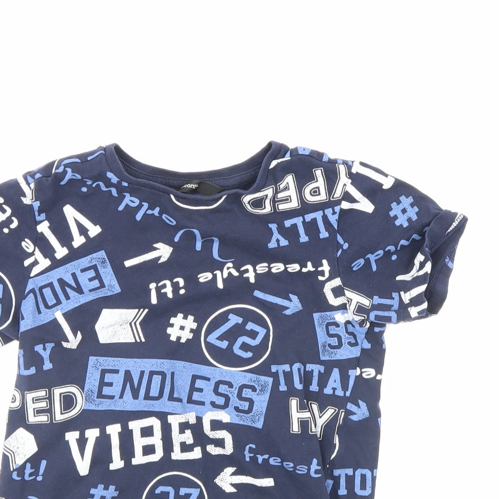 George Boys Blue Spotted  Basic T-Shirt Size 5 Years