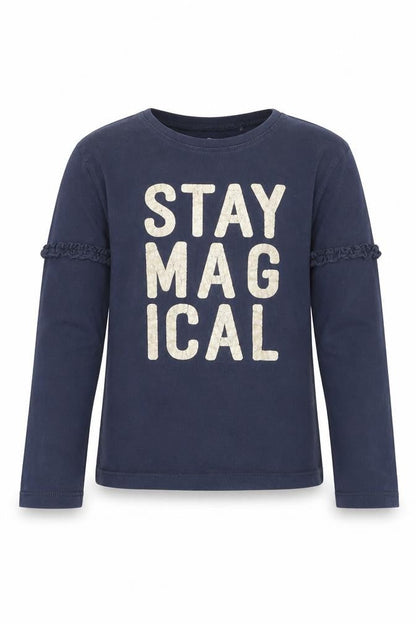 Front view of Next girls’ blue basic t-shirt, size 3, years