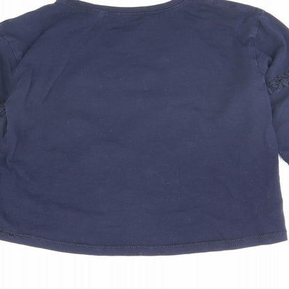 Brand and care label for Next girls’ blue basic t-shirt, size 3, years