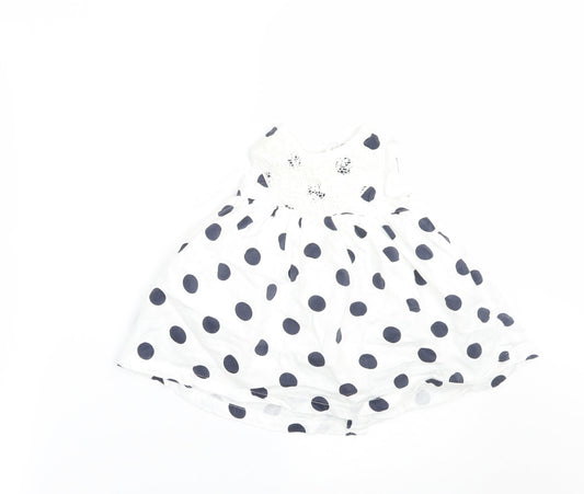 mamas & papas Girls White Polka Dot  A-Line  Size 3-6 Months
